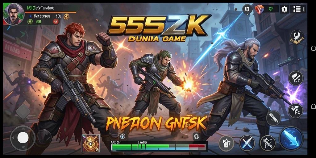 Tampilan aksi mendebarkan dalam gameplay 555ZK.