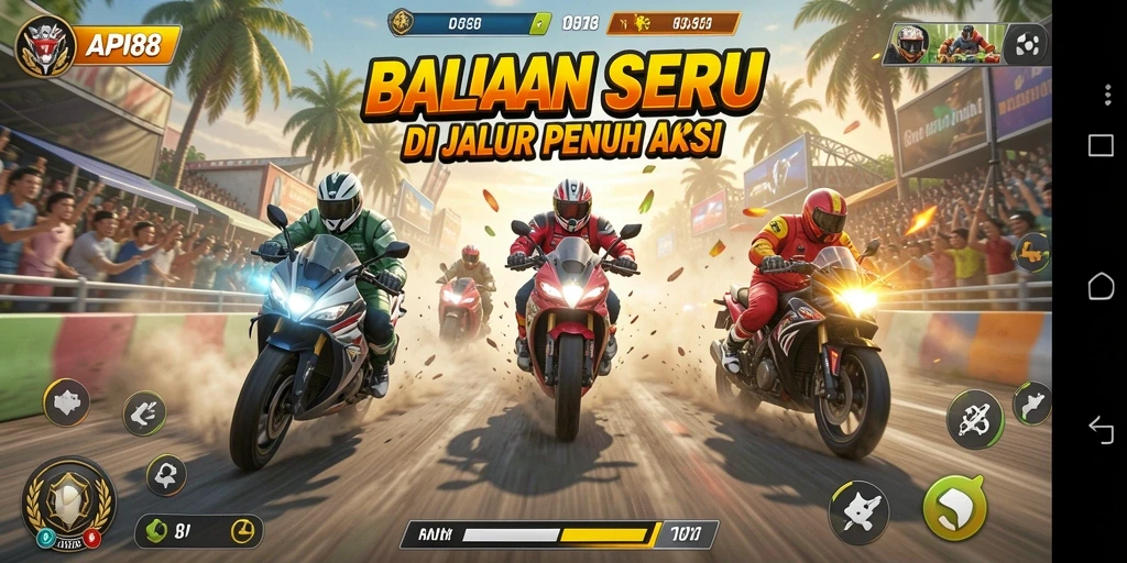 Gameplay seru dan penuh aksi di API88 saat balapan.