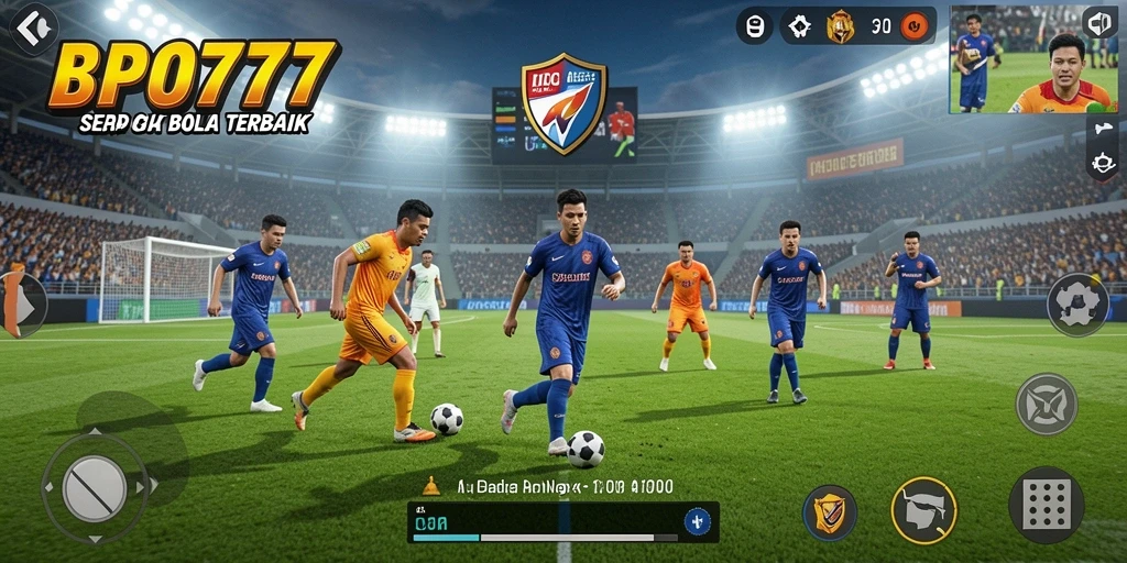 Tampilan gameplay BPO777 yang mendebarkan dengan aksi sepak bola nyata.