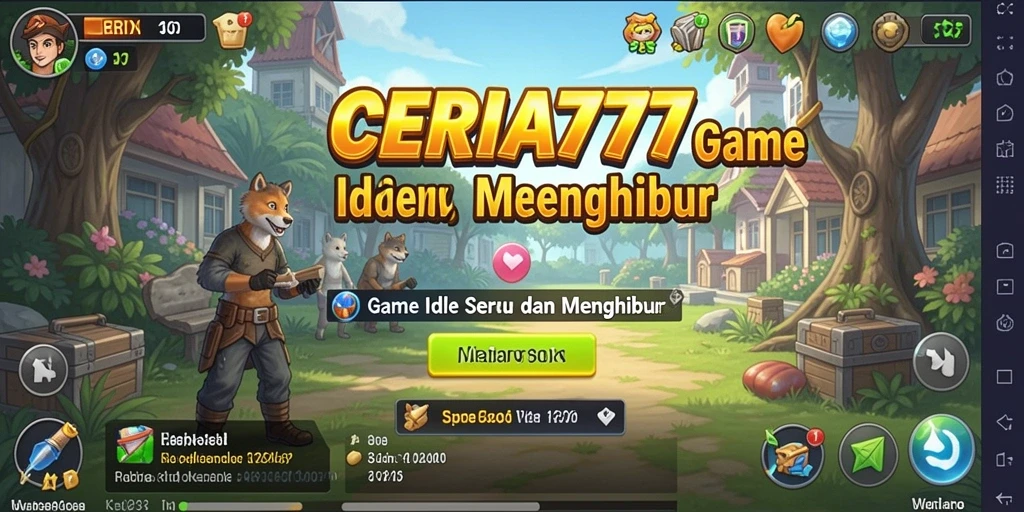 Tampilan gameplay CERIA777 dengan karakter yang sedang beraksi di dunia Idle.