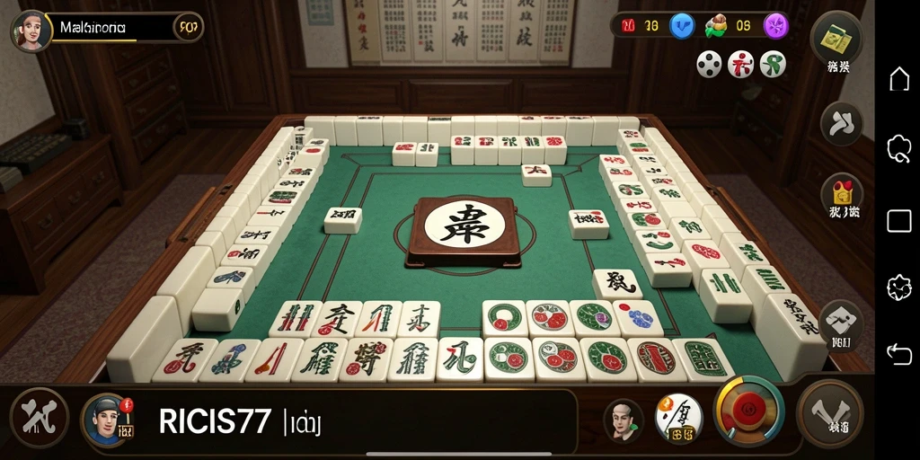 Tampilan gameplay menarik dari RICIS77 dalam permainan Mahjong.
