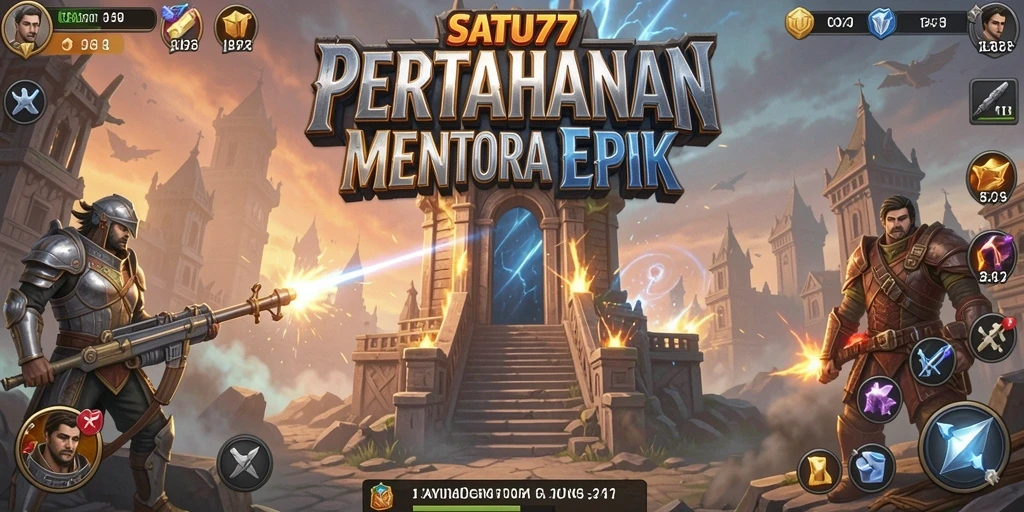 Tampilan gameplay SATU77 yang menarik dalam genre Tower Defense.