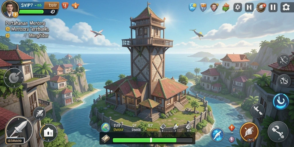 Screenshot gameplay SVIP7 dengan aksi Tower Defense yang mendebarkan.
