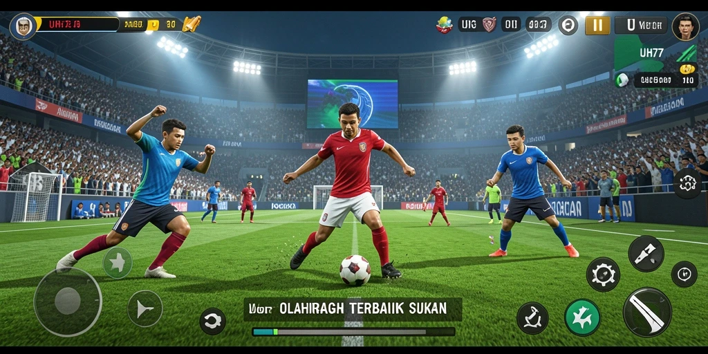 Screenshot UH77 menampilkan keseruan pertandingan olahraga yang intens.