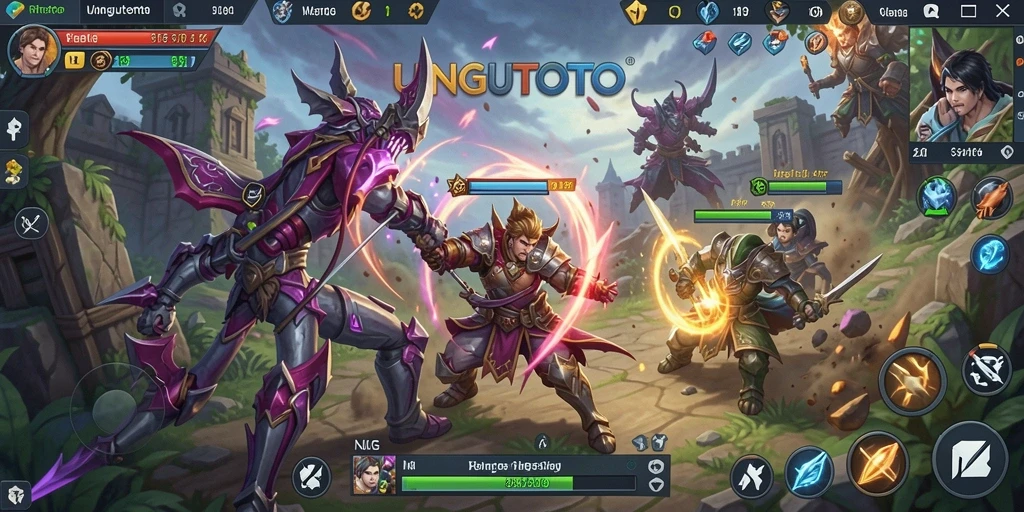 Tampilan screenshot gameplay UNGUTOTO yang menampilkan strategi pertempuran.